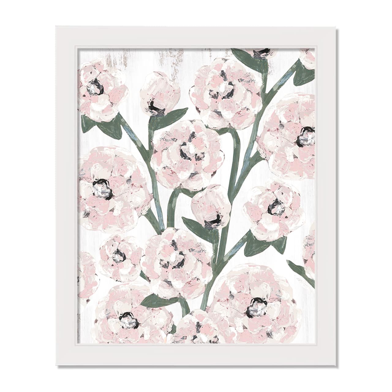 16" x 20" Farmhouse Floral Pattern White Framed Print Wall Art